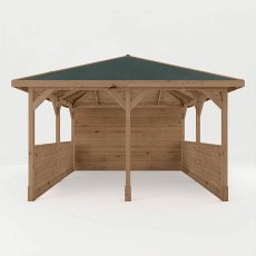 13 x 13 (4m x 4m) Mercia Traditional Wooden Gazebo With Sides - Pressure Treated - isolated front view