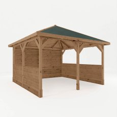 13 x 13 (4m x 4m) Mercia Traditional Wooden Gazebo With Sides - Pressure Treated - isolated