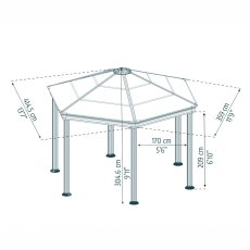 14 X 14 Palram Canopia Roma Grey Hexagonal Garden Gazebo - dimensions