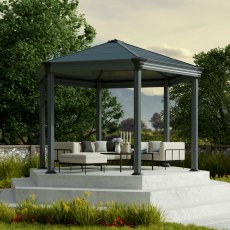 14 X 14 Palram Canopia Roma Grey Hexagonal Garden Gazebo - in situ, top view