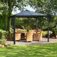 10 X 10 (3m X 3m) Palram Canopia Palermo 3000 Grey Garden Gazebo - in situ