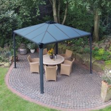 10 X 10 (3m X 3m) Palram Canopia Palermo 3000 Grey Garden Gazebo - in situ, top view
