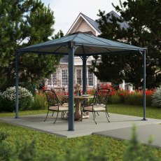 10 X 10 (3m X 3m) Palram Canopia Palermo 3000 Grey Garden Gazebo - in situ, angle view