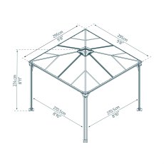 10 X 10 (3m X 3m) Palram Canopia Palermo 3000 Grey Garden Gazebo - dimension