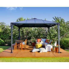 12x12 Palram Canopia Palermo 3600 Grey Garden Gazebo - in situ, front view