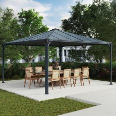 14x14 Palram Canopia Palermo 4300 Grey Garden Gazebo - in situ - angle view
