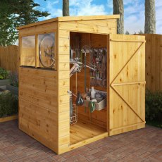 4 x 4 Mercia Shiplap Modular Pent Shed - in situ, angle view