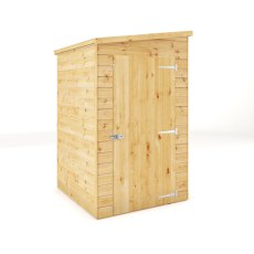 4 x 4 Mercia Shiplap Modular Windowless Pent Shed - isolated angle view, doors closed