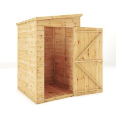 4 x 4 Mercia Shiplap Modular Windowless Pent Shed - isolated angle view, doors open