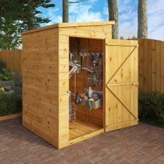 4 x 4 Mercia Shiplap Modular Windowless Pent Shed - in situ, angle view