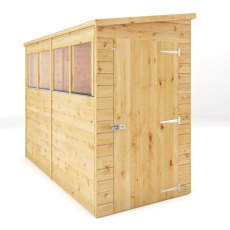 8 X 4 Mercia Shiplap Modular Pent Shed - isolated angle view, doors closed