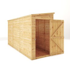 12 x 4 Mercia Shiplap Modular Windowless Pent Shed - isolated angle view, doors open
