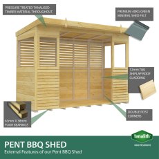 Shed Nest 10 x 4 Pressure Treated Outdoor Kitchen Barbecue Shelter - features
