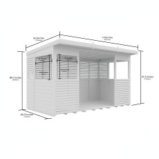 Shed Nest 12 x 6 Pressure Treated Outdoor Kitchen Barbecue Shelter - dimensions