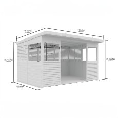 Shed Nest 12 x 8 Pressure Treated Outdoor Kitchen Barbecue Shelter - dimensions