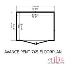 Shire Avance 7 x 5 Pent Summerhouse - dimensions