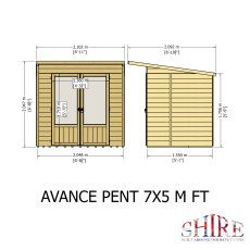 Shire Avance 7 x 5 Pent Summerhouse - dimensions