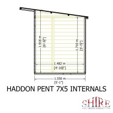 Shire Haddon 7 x 5 Pent Summerhouse - internal dimensions