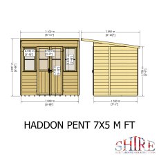 Shire Haddon 7 x 5 Pent Summerhouse - dimensions