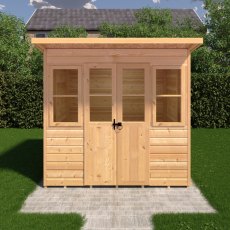 Shire Haddon 7 x 5 Pent Summerhouse - in situ, front view, doors closed