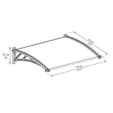 4 x 3 Palram Canopia Neo 1180 Grey Door Canopy - dimensions