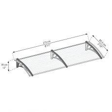 9 x 3 Palram Canopia Neo 2700 Grey Door Canopy - dimensions