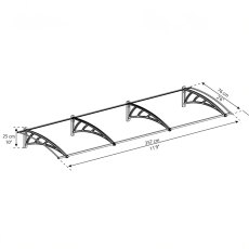 12 x 3 Palram Canopia Neo 3540 Grey Door Canopy - dimensions