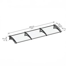 15 x 3 Palram Canopia Neo 4050 Grey Door Canopy - dimensions