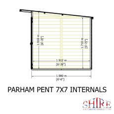Shire Parham 7x7 Pent Summerhouse - internal dimensions