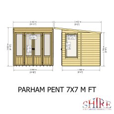 Shire Parham 7x7 Pent Summerhouse  - dimensions