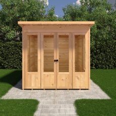 Shire Parham 7x7 Pent Summerhouse - in situ, front view, doors closed