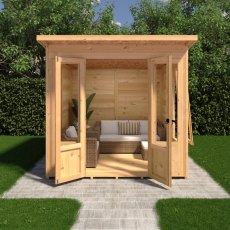 Shire Parham 7x7 Pent Summerhouse - in situ, front view