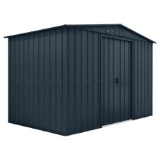 10 x 6 Globel Apex Metal Shed In Grey - isolated view, doors closed