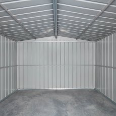 10 x 10 Globel Apex Metal Shed In Green - internal view