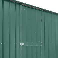 10 x 15 Globel Apex Metal Garage In Green - side door closed