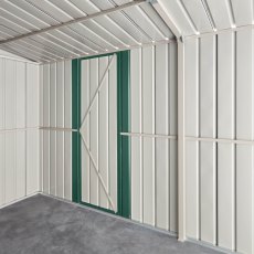 10 x 15 Globel Apex Metal Garage In Green - internal side door