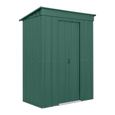 5 X 3 Globel Pent Metal Shed In Green - isolated angle view, doors closed