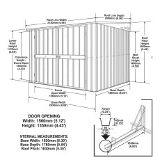 6 x 6 Globel Metal Bike Shed In Green - dimensions