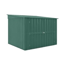 6 X 6 Globel Metal Bike Shed In Green - isolated angle view, doors closed