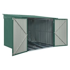 6 X 6 Globel  Metal Bike Shed In Green - isolated angle view