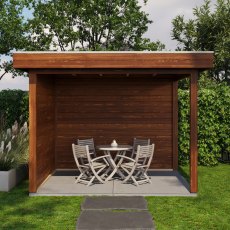 10x8 Lugarde Select Winsford Gazebo Treated Brown - in situ, front view