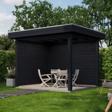 10 x 8 (3.0m x 2.5m) Lugarde Select Winsford Gazebo Treated Black - in situ, angle view