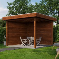 10 x 10 (3.0m x 3.0m) Lugarde Select Trowbridge Gazebo Treated Brown - in situ