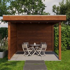 10 x 10 (3.0m x 3.0m) Lugarde Select Trowbridge Gazebo Treated Brown - in situ, front view