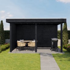 13 x 8 (3.88m x 2.5m) Lugarde Select Andover Gazebo Treated Black - in situ, front view