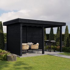13 x 8 (3.88m x 2.5m) Lugarde Select Andover Gazebo Treated Black - in situ, side angle view