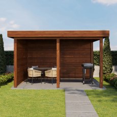 13 x 10 Lugarde Select Lenham Gazebo Treated Brown - in situ, front view