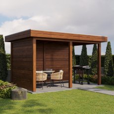 13 x 10 Lugarde Select Lenham Gazebo Treated Brown - in situ, angle