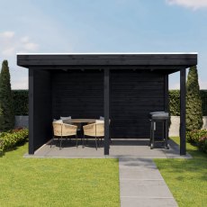 13 x 10 (3.88m x 3.0m) Lugarde Select Lenham Gazebo Treated Black - in situ, front view