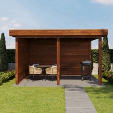13x12 Lugarde Select Horsham Gazebo Treated Brown - in situ, front view